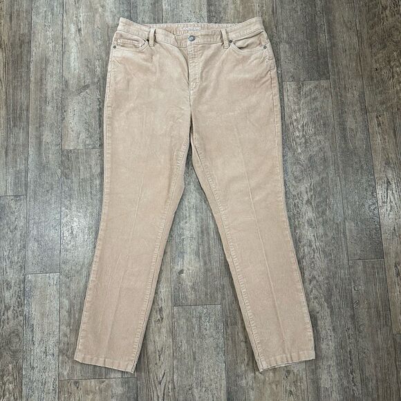 Lands End MID RISE SLIM Sz 18 Tan Corduroy High Rise Pants Slacks Trouser 39x30 - Picture 8 of 12